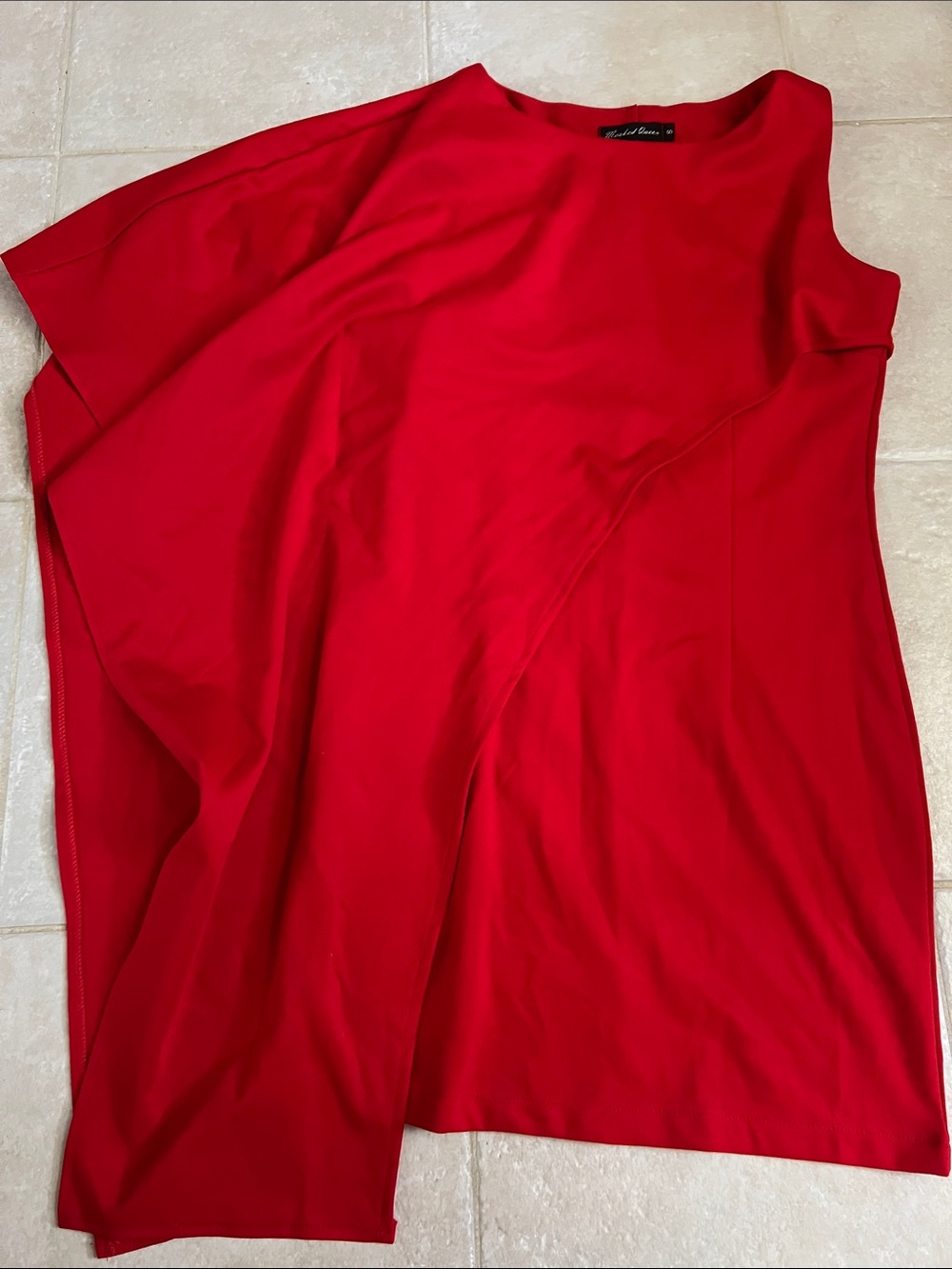 Red Sleeveless Asymmetrical Women’s Dress
